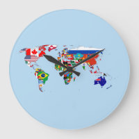 Weltkarte der Flaggen Acrylmauer-Uhr