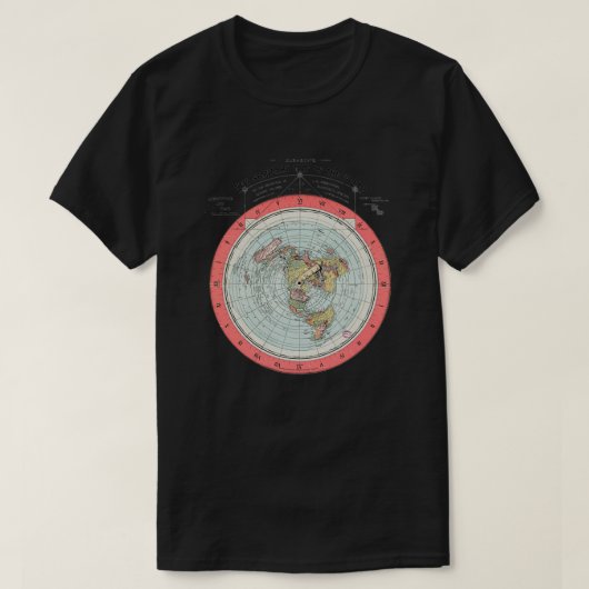 Weltkarte der Flat Earth Society T-Shirt (Design vorne)
