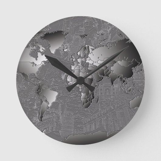 Weltkarte der Galaxie schwarz-weiß 5 Runde Wanduhr (Vorderseite)