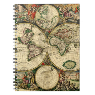 Weltkarte der Geschenke von 1689 Notizblock