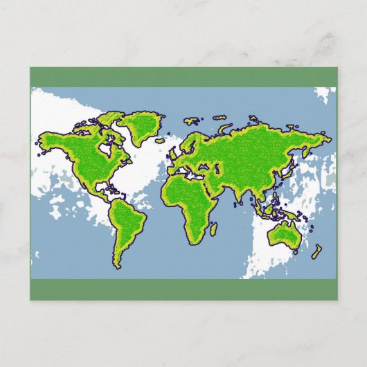 Weltkarte der grünen Farben Postkarte (Vorderseite)