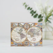 Weltkarte der Halbkugel des 17. Jahrhunderts Postkarte (Stehend Vorderseite)