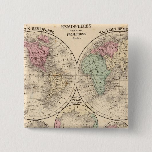 Weltkarte der Hemisphären von Mitchell Button (Vorderseite)