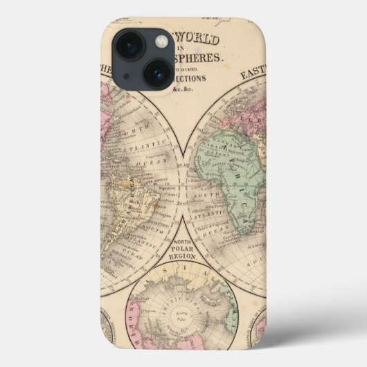 Weltkarte der Hemisphären von Mitchell Case-Mate iPhone Hülle (Rückseite)