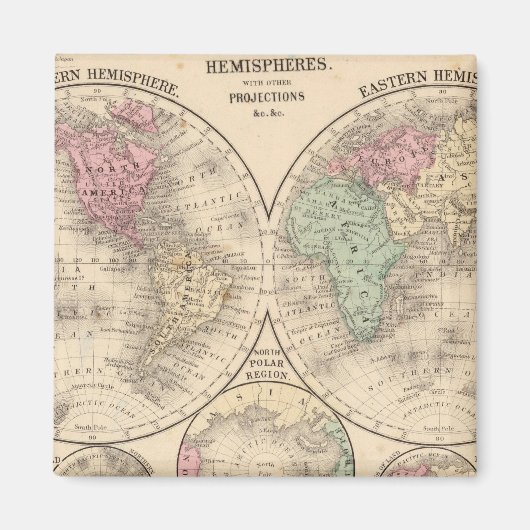 Weltkarte der Hemisphären von Mitchell Magnet (Vorne)
