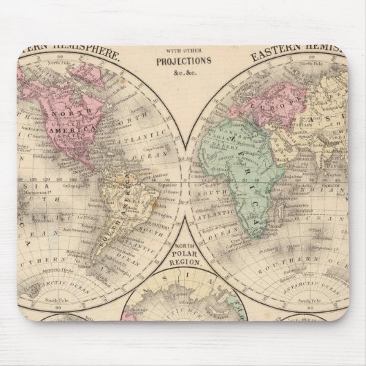 Weltkarte der Hemisphären von Mitchell Mousepad (Vorne)