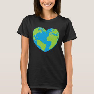 Weltkarte der herzenförmigen Erde T-Shirt