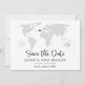 Weltkarte der Hochzeit in Urlaubsort Save the Date Einladung (Vorderseite)