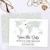 Weltkarte der Hochzeit in Urlaubsort Save the Date Einladung