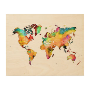 Weltkarte der Holzkunst Holzwanddeko