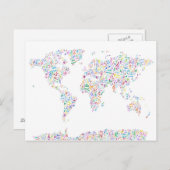 Weltkarte der Musiknote Postkarte (Vorne/Hinten)
