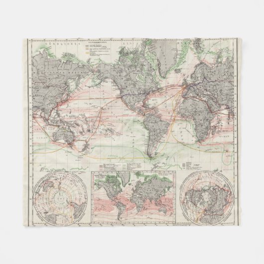 Weltkarte der Ozean-Strom Fleecedecke (Vorderseite (Horizontal))