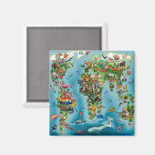 Weltkarte der Tiere Magnet (Vorderseite/Rückseite)