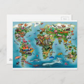 Weltkarte der Tiere Postkarte (Vorne/Hinten)