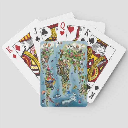 Weltkarte der Tiere Spielkarten (Rückseite)