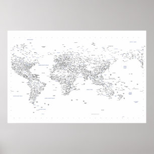 Weltkarte der Typografie Poster