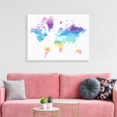Weltkarte der Wasserfarben Leinwanddruck (Insitu (Wohnzimmer))