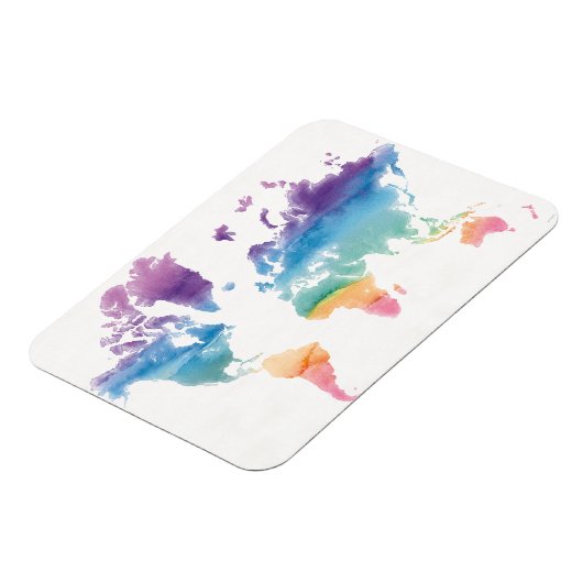 Weltkarte der Wasserfarben Magnet (Linke Seite)