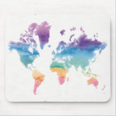Weltkarte der Wasserfarben Mousepad (Vorne)