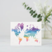 Weltkarte der Wasserfarben Postkarte (Stehend Vorderseite)