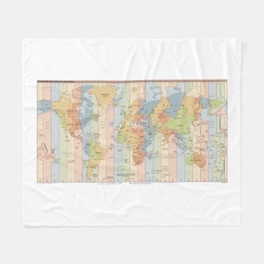 Weltkarte der Zeitzonen Fleecedecke (Vorderseite (Horizontal))