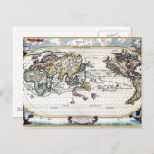 Weltkarte des 18. Jahrhunderts Postkarte (Vorne/Hinten)