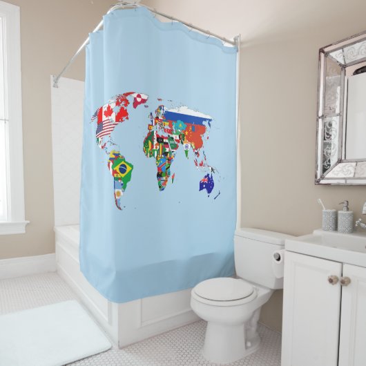 Weltkarte des Duschvorhangs der Flaggen Duschvorhang (Beispiel)