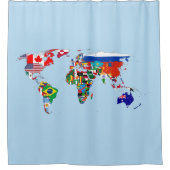 Weltkarte des Duschvorhangs der Flaggen Duschvorhang (Vorderseite)