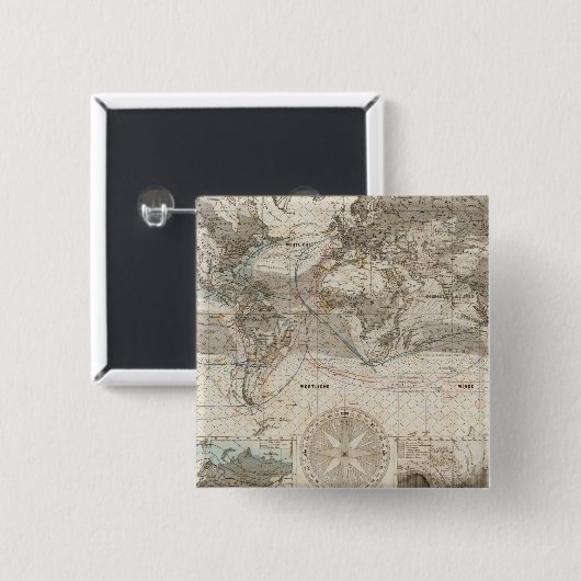 Weltkarte des Luftflusses Button (Vorne & Hinten)