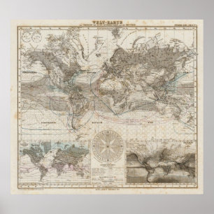 Weltkarte des Luftstroms Poster