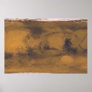 Weltkarte des Marsroten Planeten per Satellit  Poster