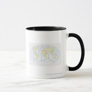 Weltkarte, die Plattenränder zeigt Tasse