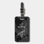 Weltkarte Dunkelgrau Reisende Monogramm Gepäckanhänger (Vorderseite vertikal)