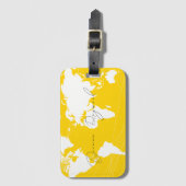 Weltkarte Elegante Gelbe Gepäckmarke Gepäckanhänger (Vorderseite Vertikal)