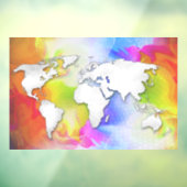 Weltkarte farbenfroh-gelb-rosa weiß fensteraufkleber (Blatt 3)