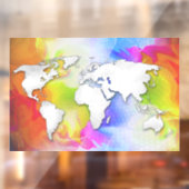 Weltkarte farbenfroh-gelb-rosa weiß fensteraufkleber (Blatt 2)