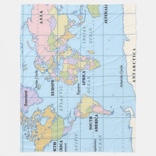 WELTKARTE FLEECEDECKE (Vorderseite)