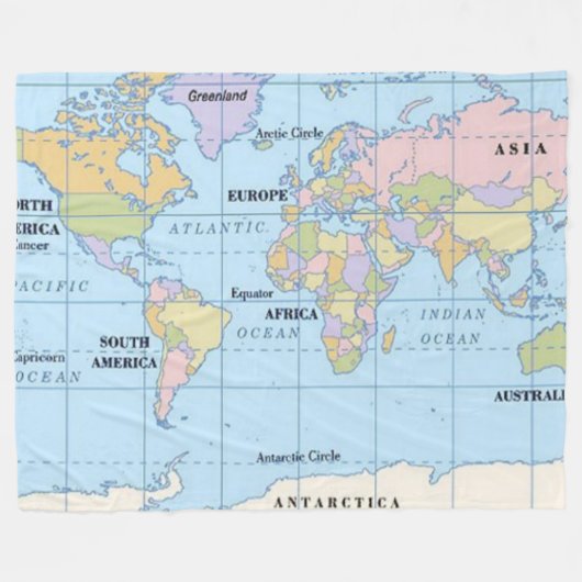 WELTKARTE FLEECEDECKE (Vorderseite (Horizontal))