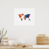 Weltkarte für Aquarellbilder Poster (Küche)