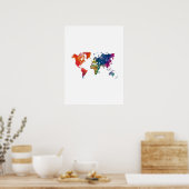 Weltkarte für Aquarellbilder Poster (Küche)