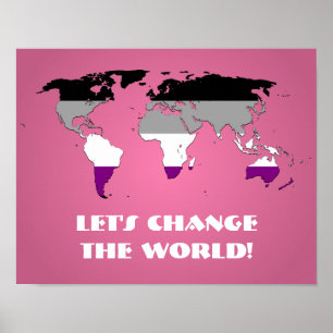 Weltkarte für Asexualität Poster