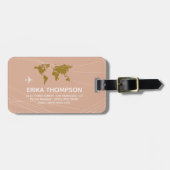 Weltkarte für benutzerdefinierte Rose Dusty Travel Gepäckanhänger (Vorderseite horizontal)