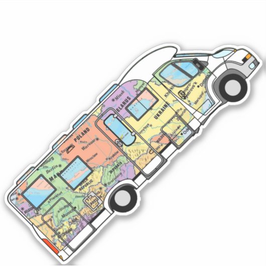 Weltkarte für das reisende RV-Motorhome Aufkleber (Vorderseite)