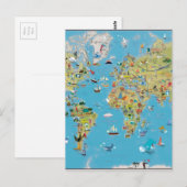 Weltkarte für den Cartoon Postkarte (Vorne/Hinten)