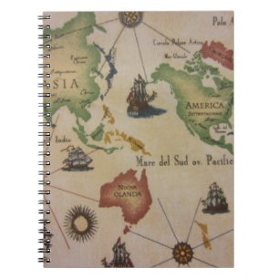 Weltkarte für den Pazifikraum Notizblock
