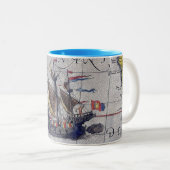 Weltkarte für große Schiffe im Pazifik Zweifarbige Tasse (VorderseiteRechts)