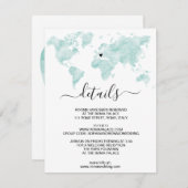 Weltkarte für Hochzeitwasser Begleitkarte (Vorne/Hinten)