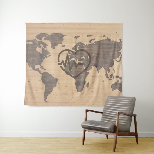 Weltkarte für Holzfäller Wandteppich (Beispiel (Horizontal))