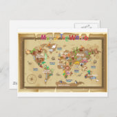 Weltkarte für Kinder - erdige Töne Postkarte (Vorne/Hinten)