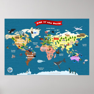 Weltkarte für Kinder - Erforschen wir Poster